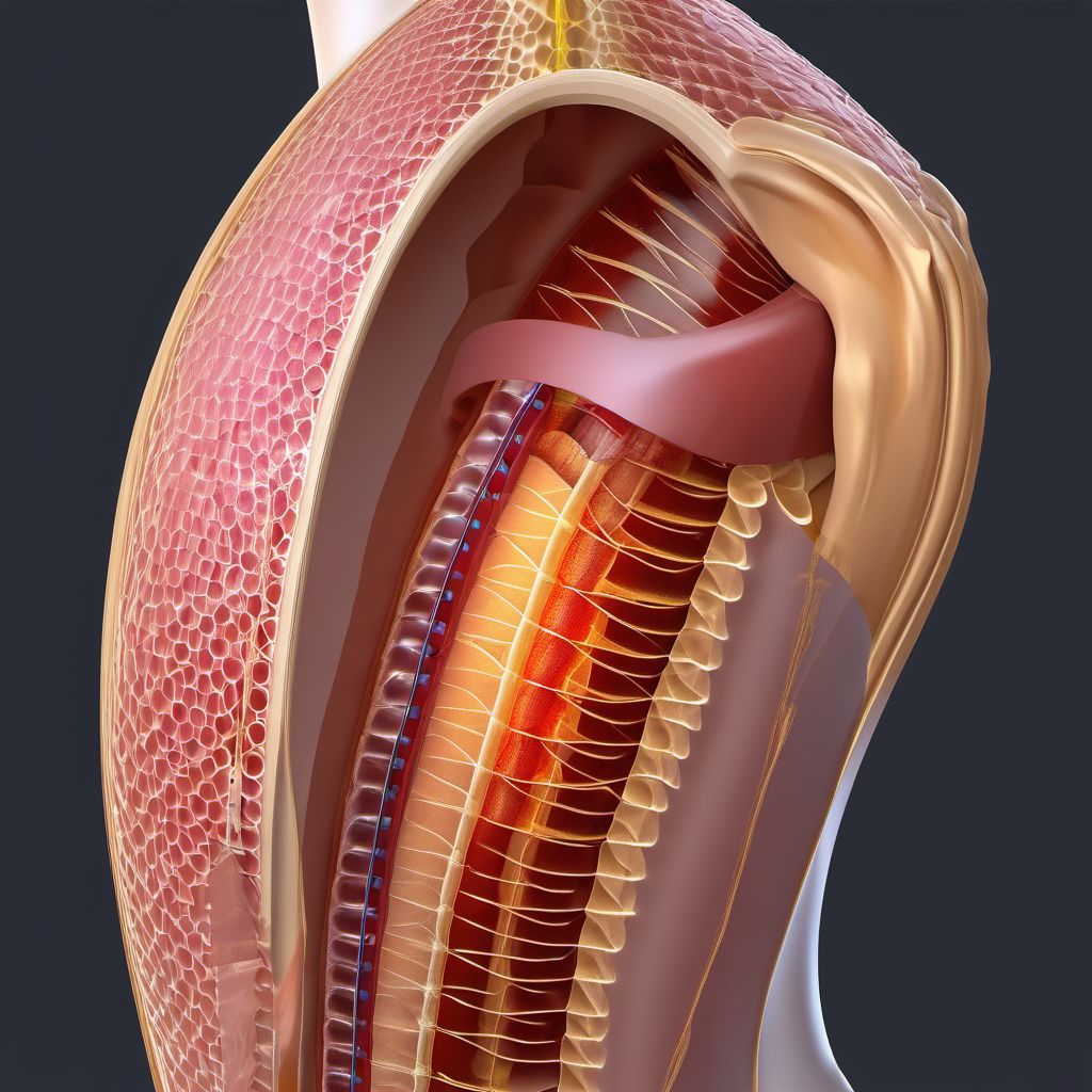 Puncture wound with foreign body of unspecified back wall of thorax without penetration into thoracic cavity digital illustration