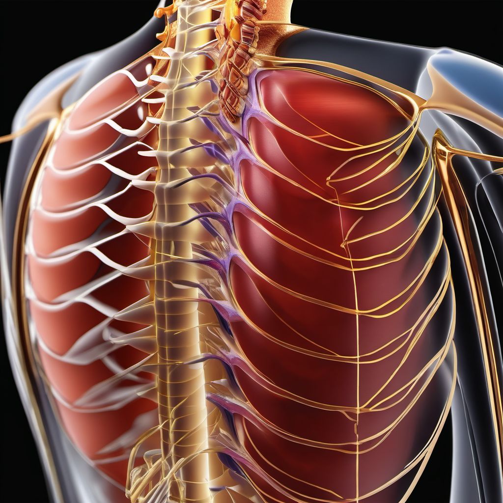 Open bite of back wall of thorax without penetration into thoracic cavity digital illustration