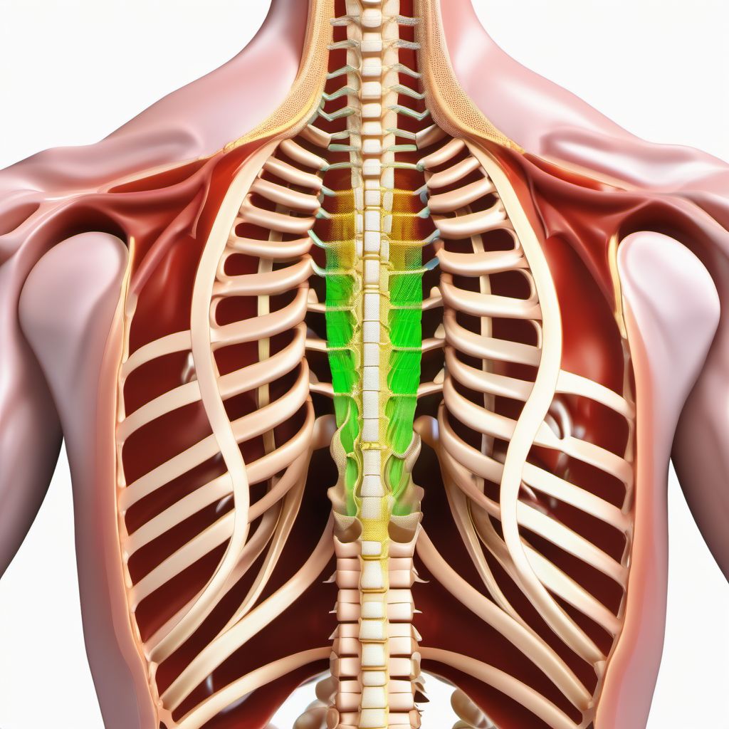 Open bite of right back wall of thorax without penetration into thoracic cavity digital illustration