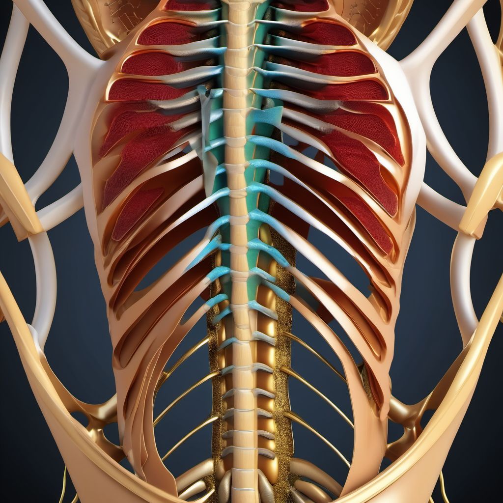 Open bite of unspecified back wall of thorax without penetration into thoracic cavity digital illustration