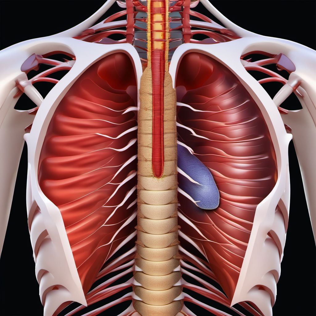 Unspecified open wound of front wall of thorax with penetration into thoracic cavity digital illustration