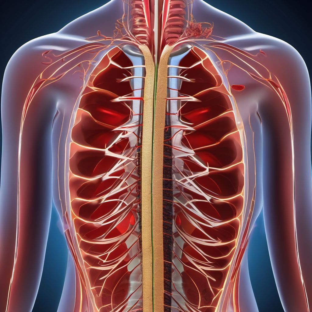 Laceration without foreign body of front wall of thorax with penetration into thoracic cavity digital illustration