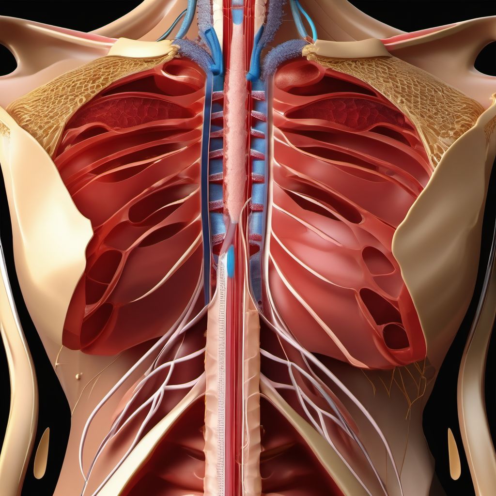 Laceration without foreign body of right front wall of thorax with penetration into thoracic cavity digital illustration