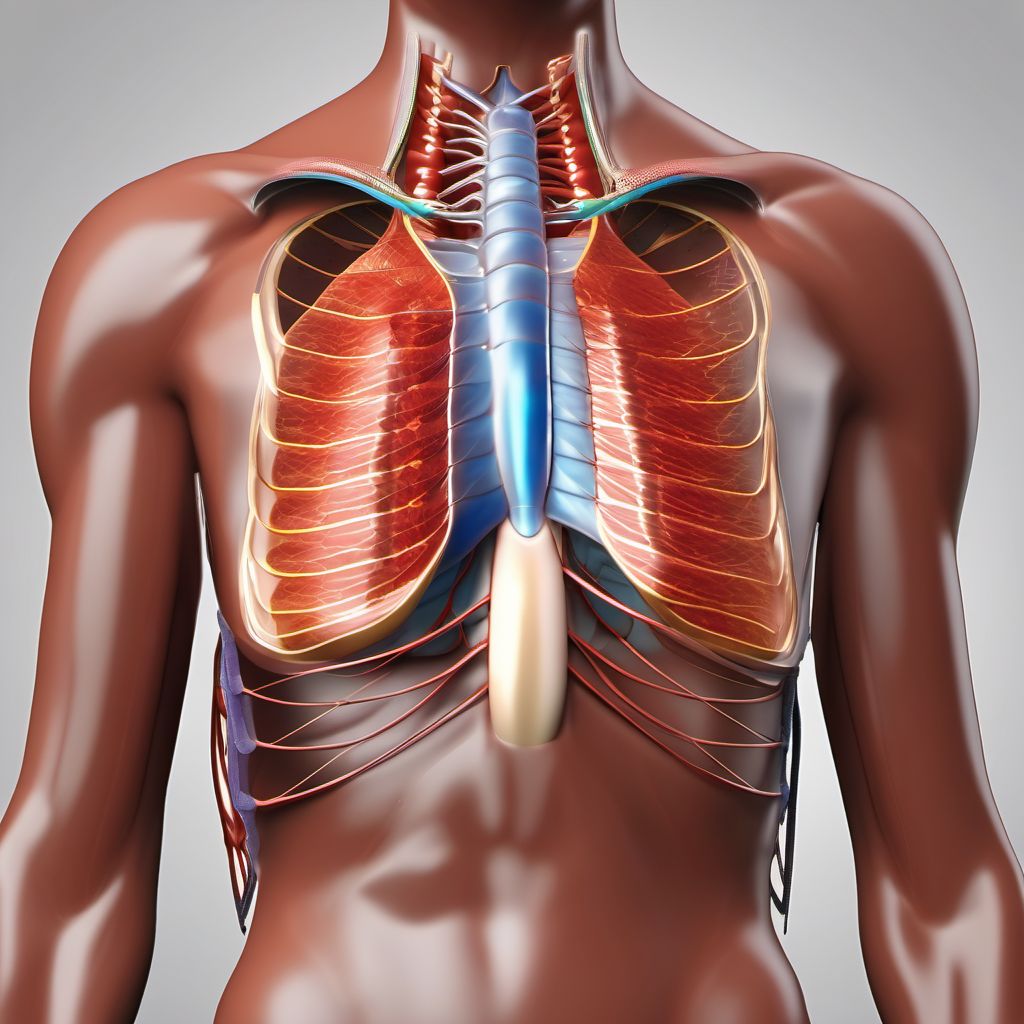 Laceration without foreign body of unspecified front wall of thorax with penetration into thoracic cavity digital illustration