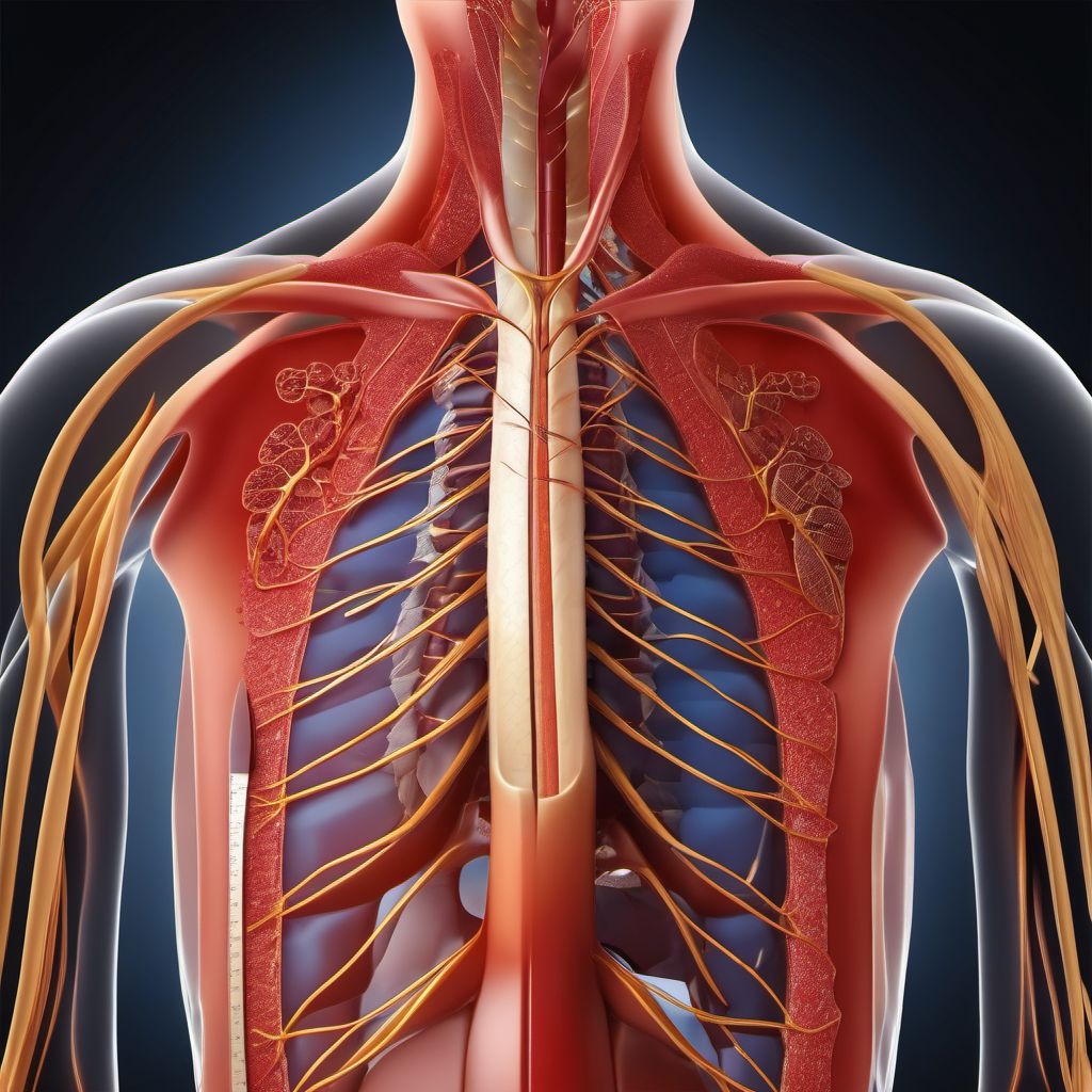 Laceration with foreign body of unspecified front wall of thorax with penetration into thoracic cavity digital illustration