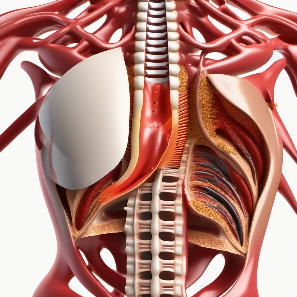 Puncture wound without foreign body of left front wall of thorax with penetration into thoracic cavity digital illustration