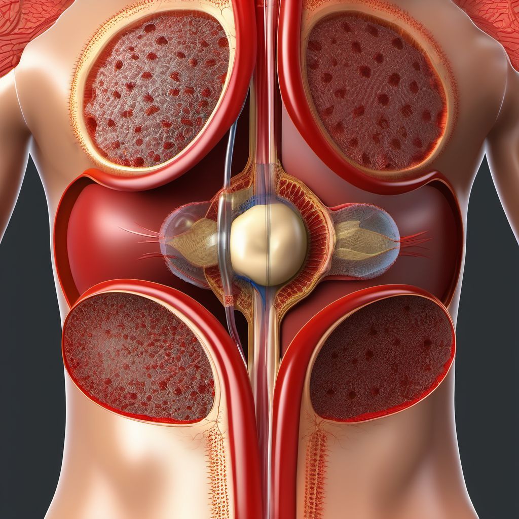 Puncture wound without foreign body of unspecified front wall of thorax with penetration into thoracic cavity digital illustration