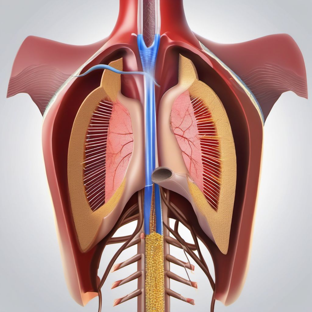 Puncture wound with foreign body of right front wall of thorax with penetration into thoracic cavity digital illustration