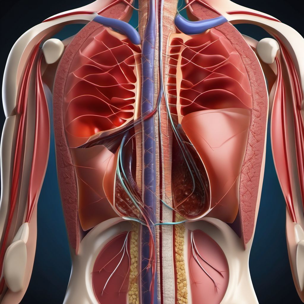 Puncture wound with foreign body of unspecified front wall of thorax with penetration into thoracic cavity digital illustration