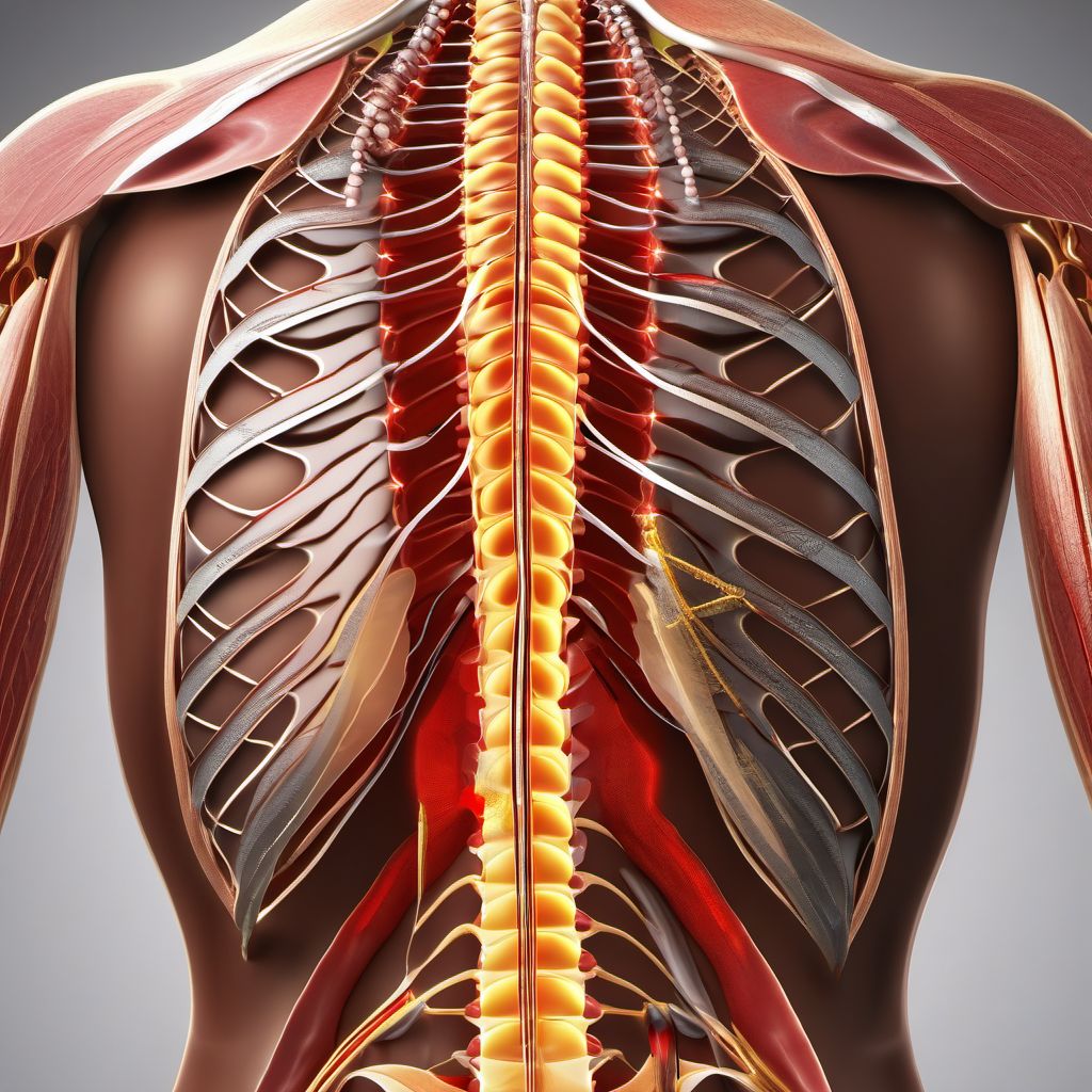 Laceration without foreign body of right back wall of thorax with penetration into thoracic cavity digital illustration