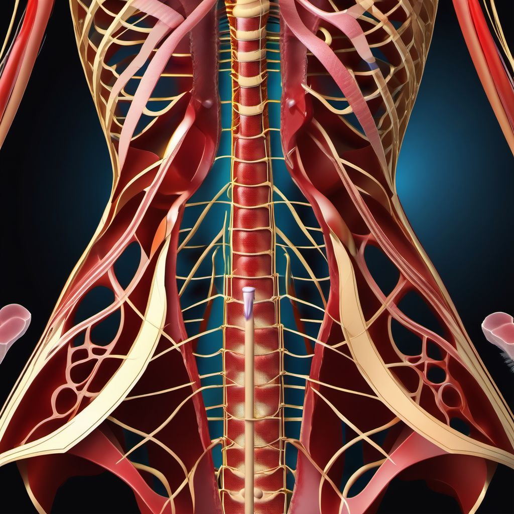 Laceration without foreign body of left back wall of thorax with penetration into thoracic cavity digital illustration