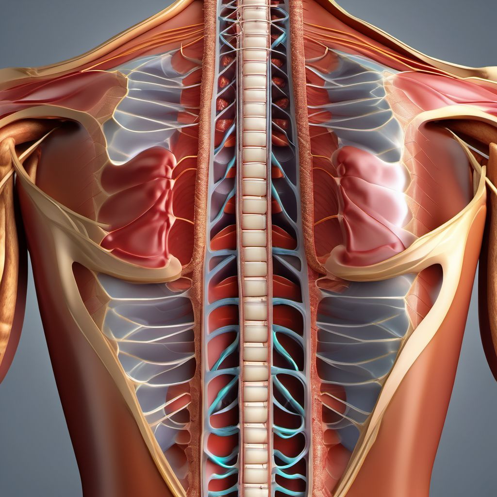 Laceration without foreign body of unspecified back wall of thorax with penetration into thoracic cavity digital illustration