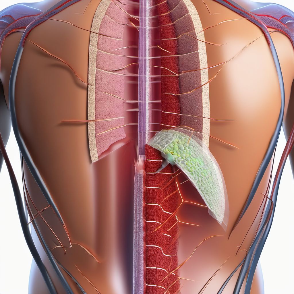 Puncture wound without foreign body of back wall of thorax with penetration into thoracic cavity digital illustration