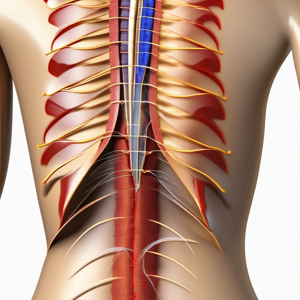 Puncture wound without foreign body of right back wall of thorax with penetration into thoracic cavity digital illustration