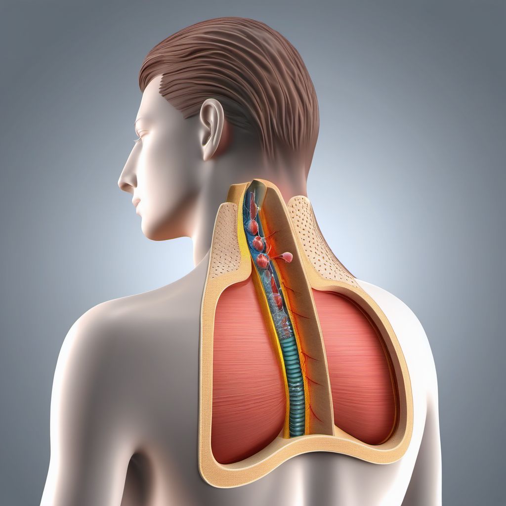 Puncture wound without foreign body of unspecified back wall of thorax with penetration into thoracic cavity digital illustration