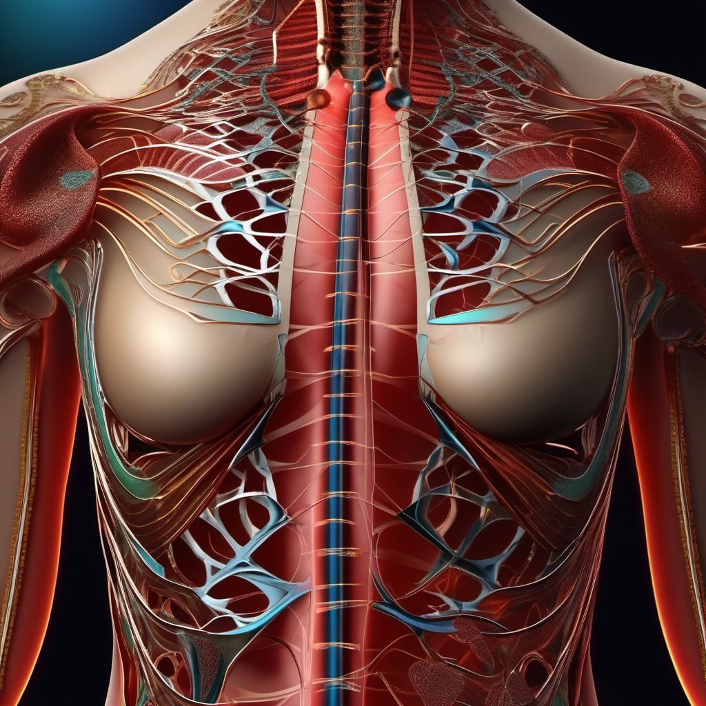 Laceration with foreign body of unspecified part of thorax digital illustration