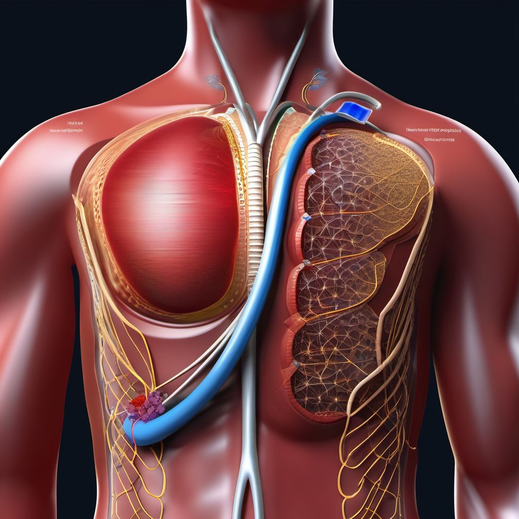 Puncture wound with foreign body of unspecified part of thorax digital illustration