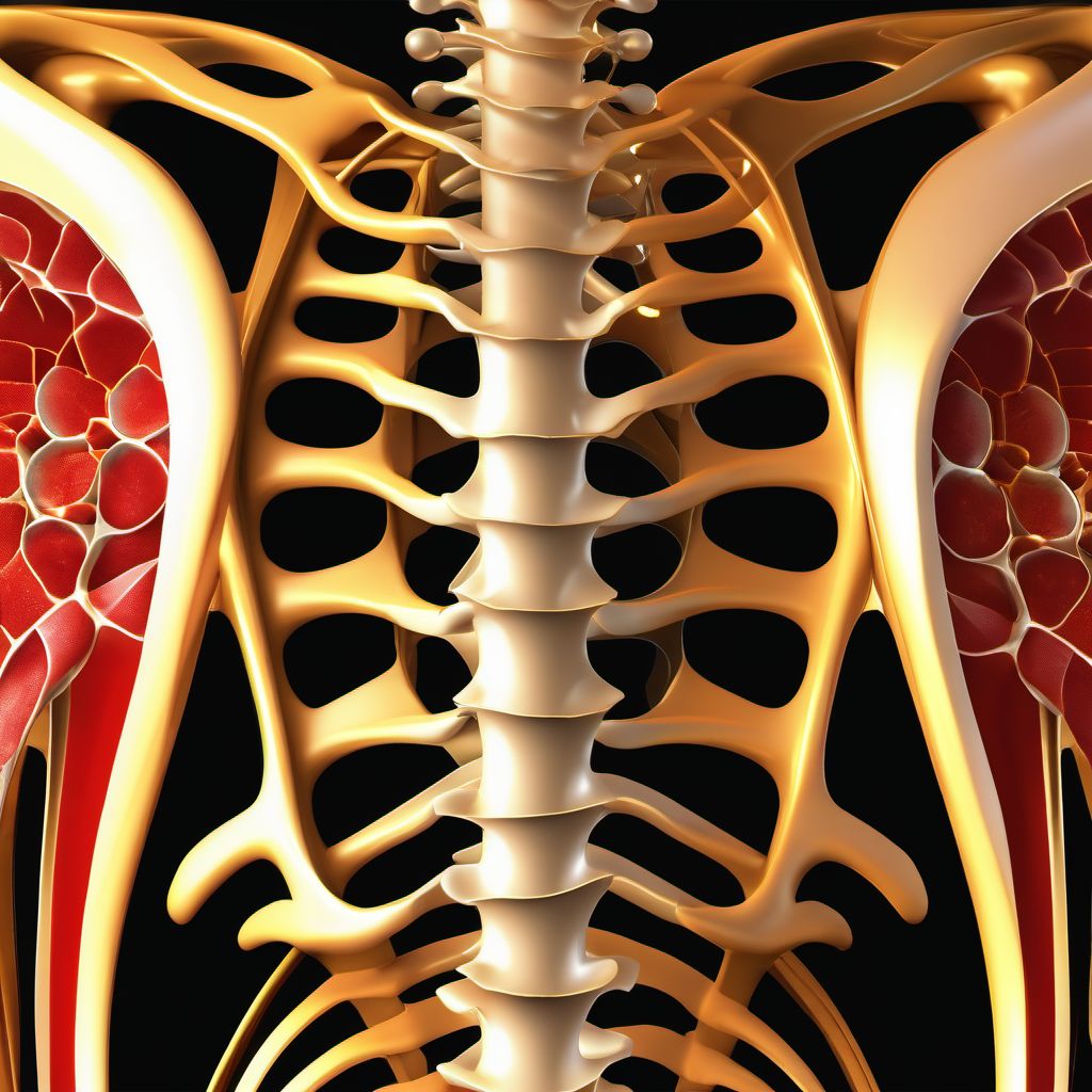 Fracture of rib(s), sternum and thoracic spine digital illustration