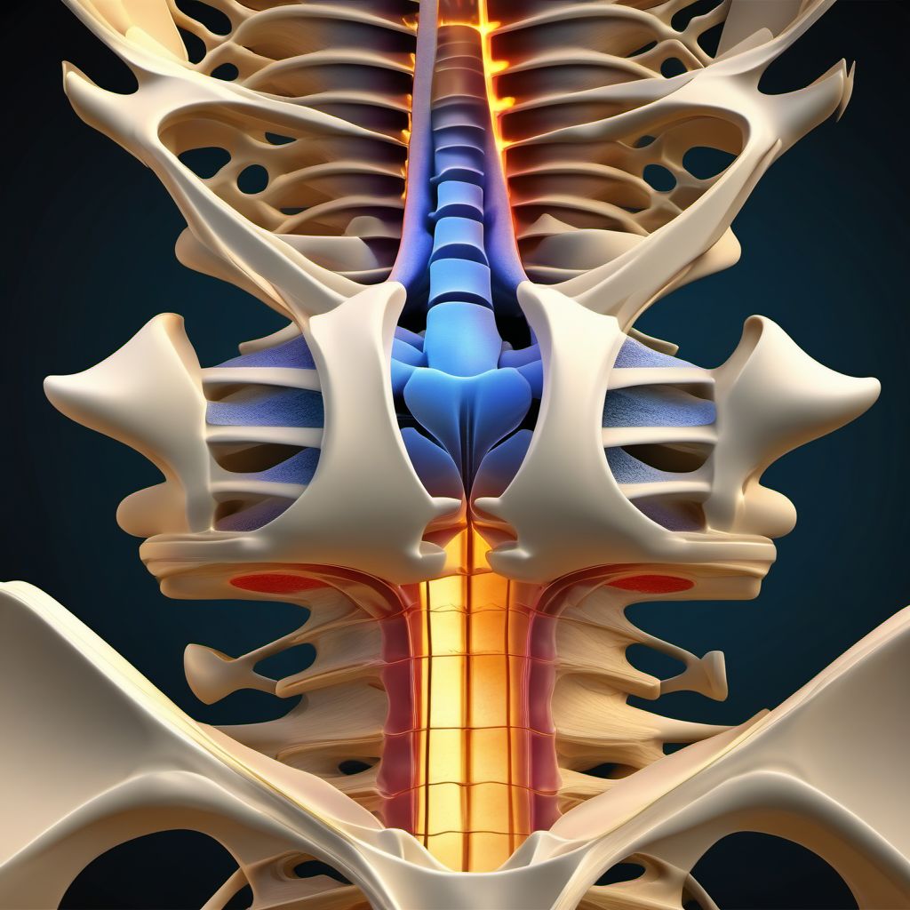 Stable burst fracture of unspecified thoracic vertebra digital illustration