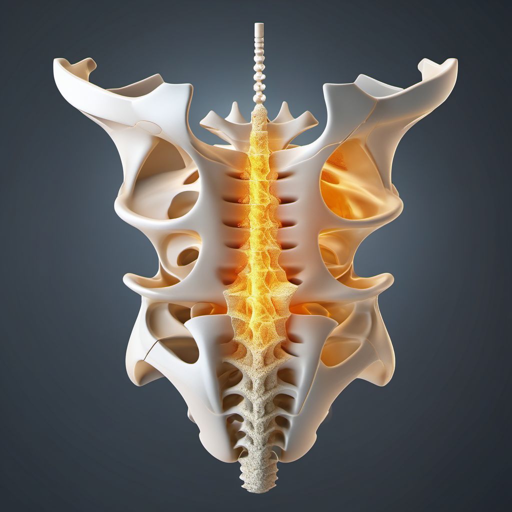 Unstable burst fracture of first thoracic vertebra digital illustration