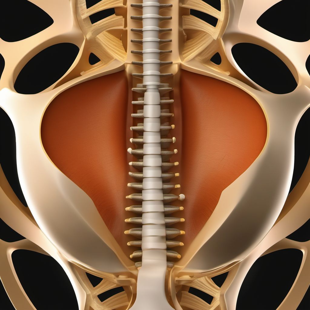 Wedge compression fracture of second thoracic vertebra digital illustration