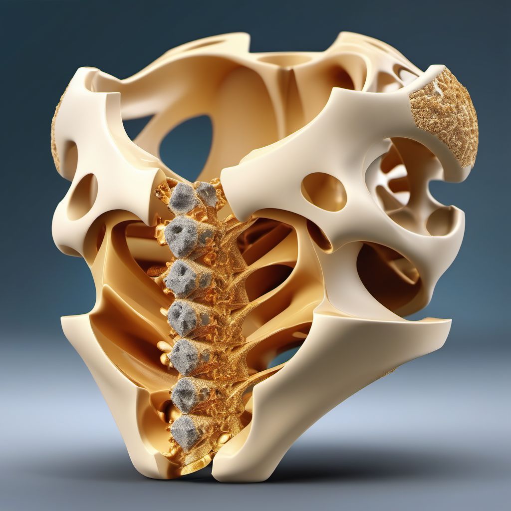 Unstable burst fracture of second thoracic vertebra digital illustration