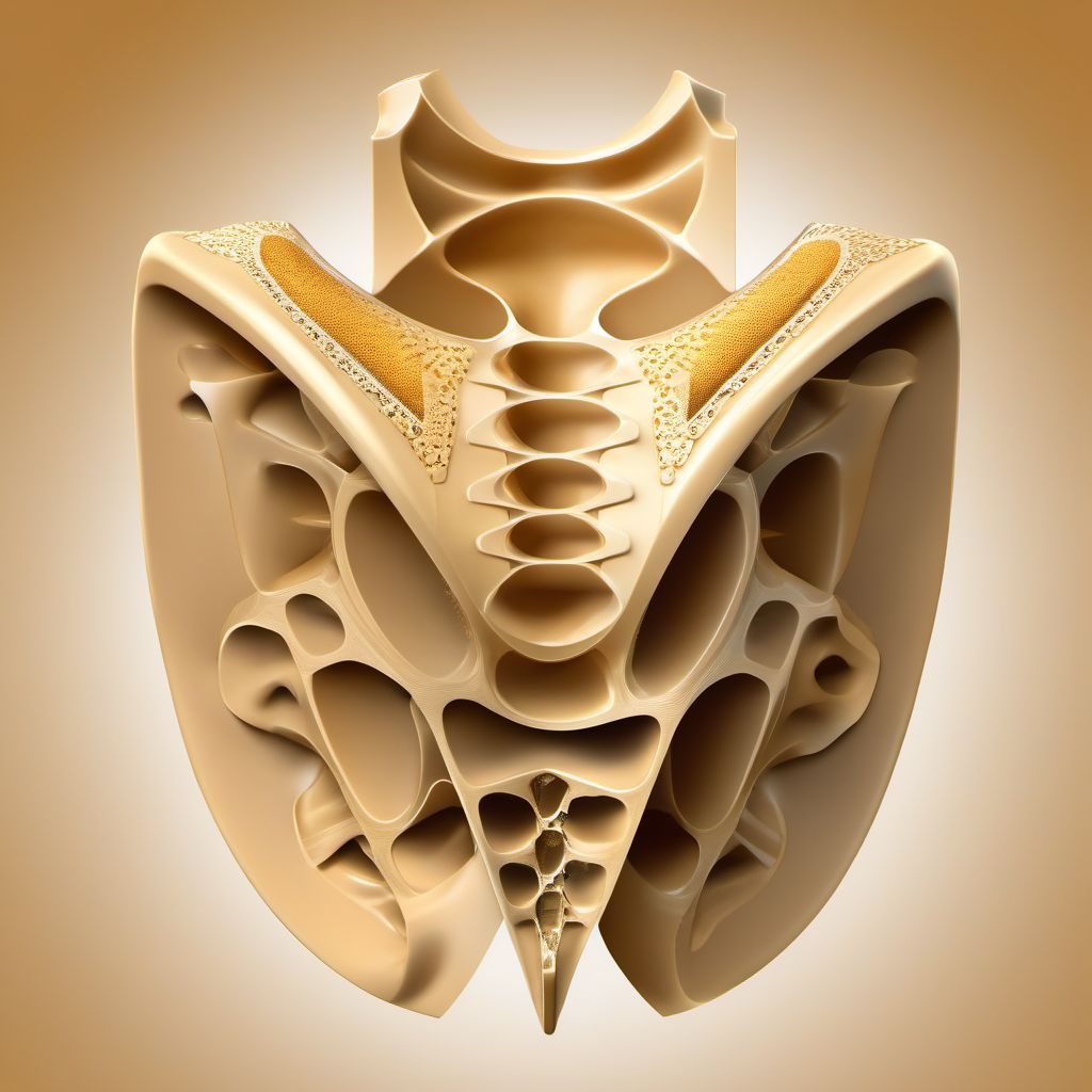 Wedge compression fracture of third thoracic vertebra digital illustration