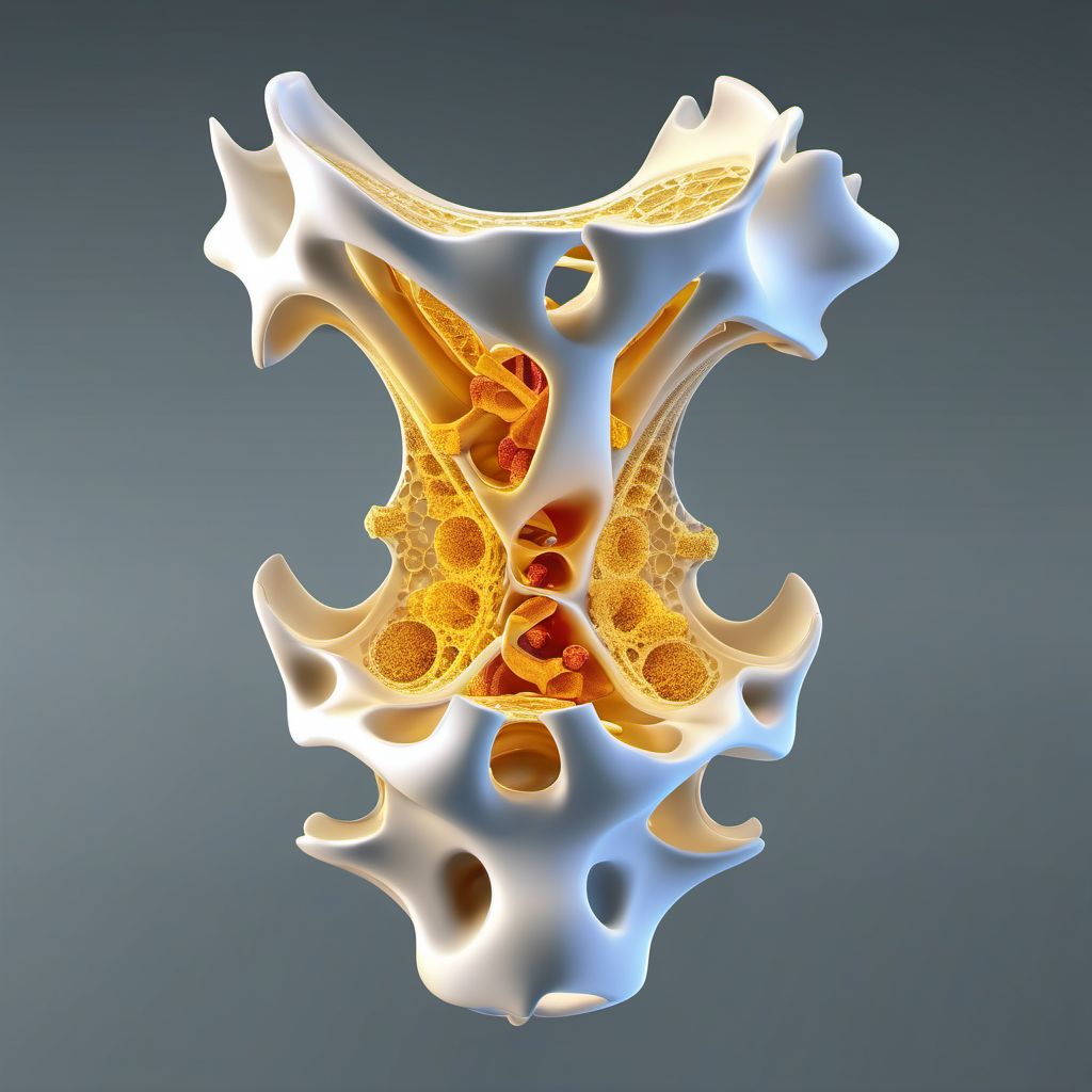 Stable burst fracture of T11-T12 vertebra digital illustration