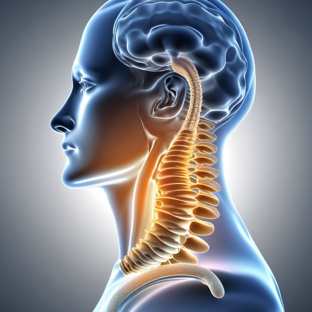 Traumatic rupture of thoracic intervertebral disc digital illustration