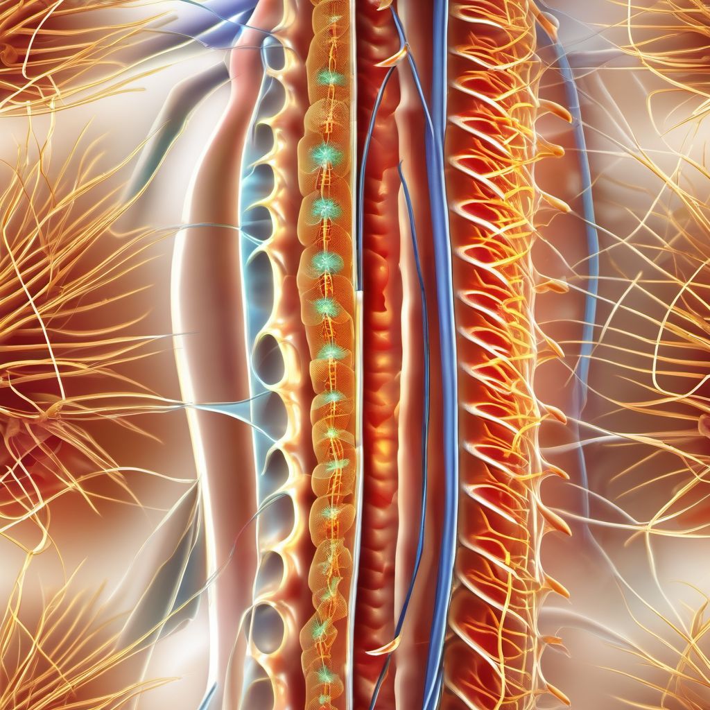 Injury of nerves and spinal cord at thorax level digital illustration