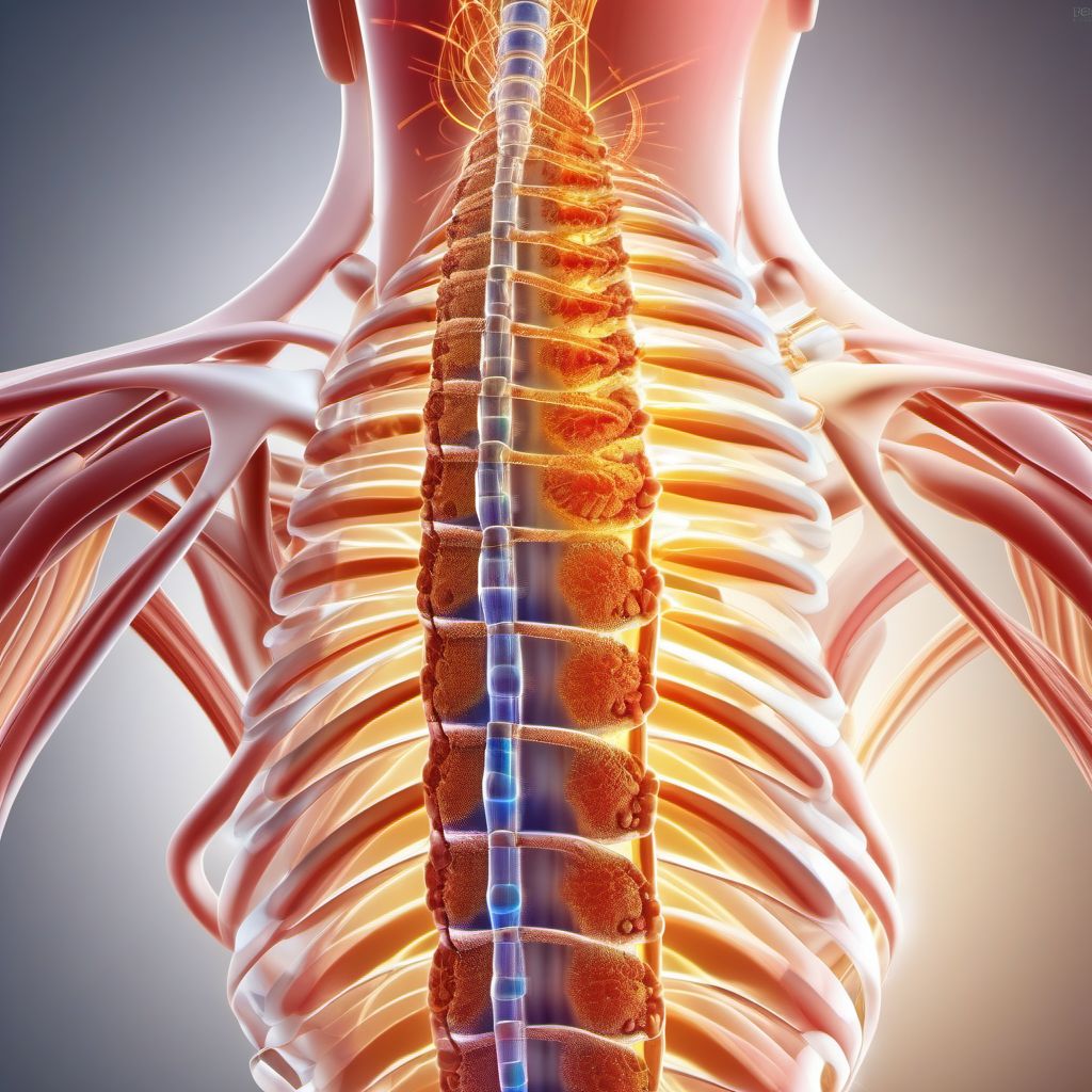 Unspecified injury of thoracic spinal cord digital illustration