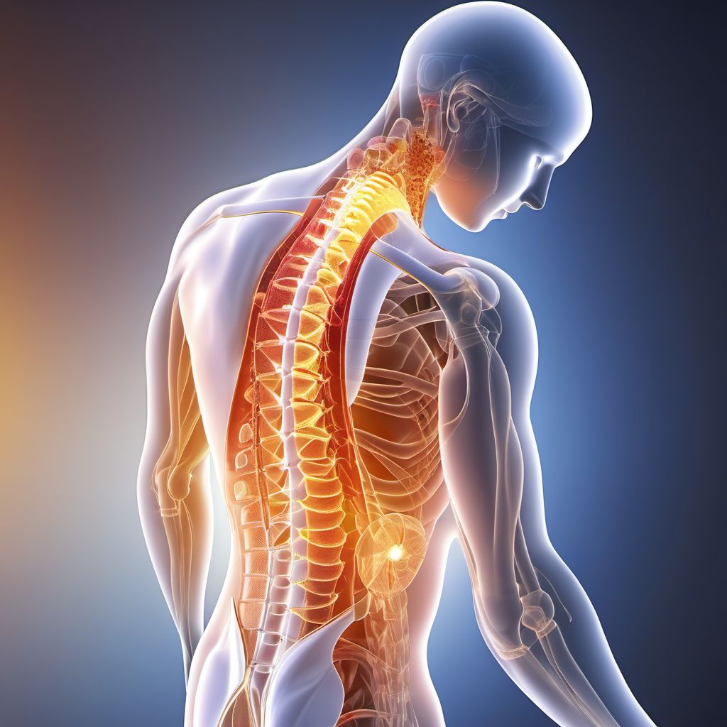 Unspecified injury at T1 level of thoracic spinal cord digital illustration