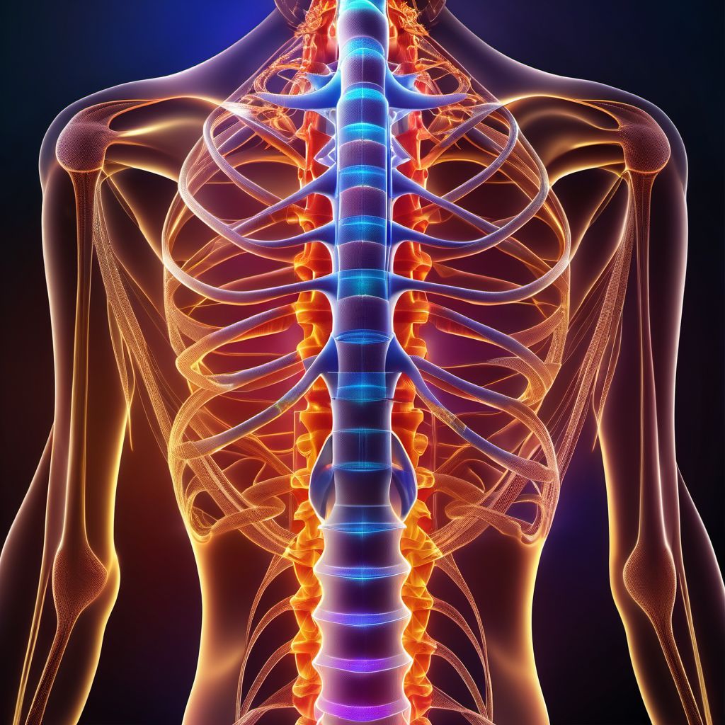 Anterior cord syndrome of thoracic spinal cord digital illustration