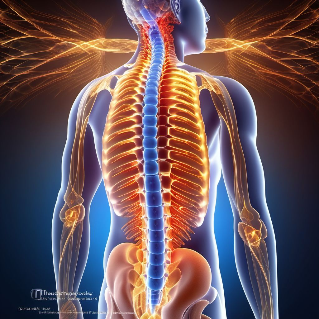 Anterior cord syndrome at T1 level of thoracic spinal cord digital illustration