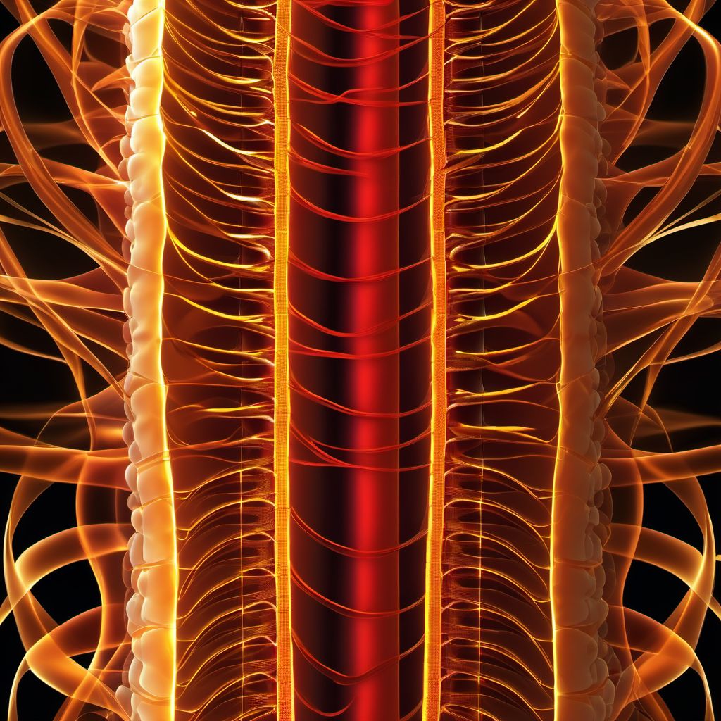 Anterior cord syndrome at T2-T6 level of thoracic spinal cord digital illustration