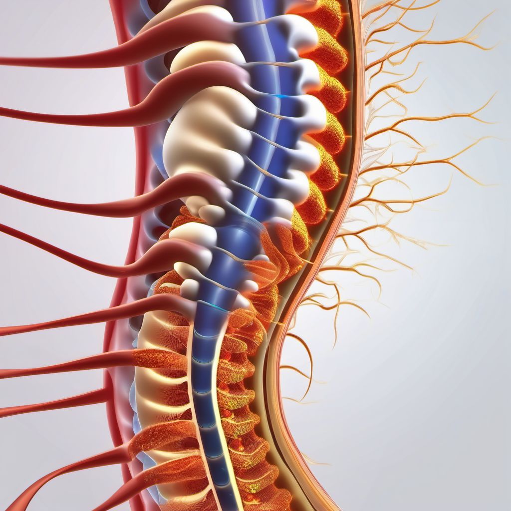 Anterior cord syndrome at unspecified level of thoracic spinal cord digital illustration