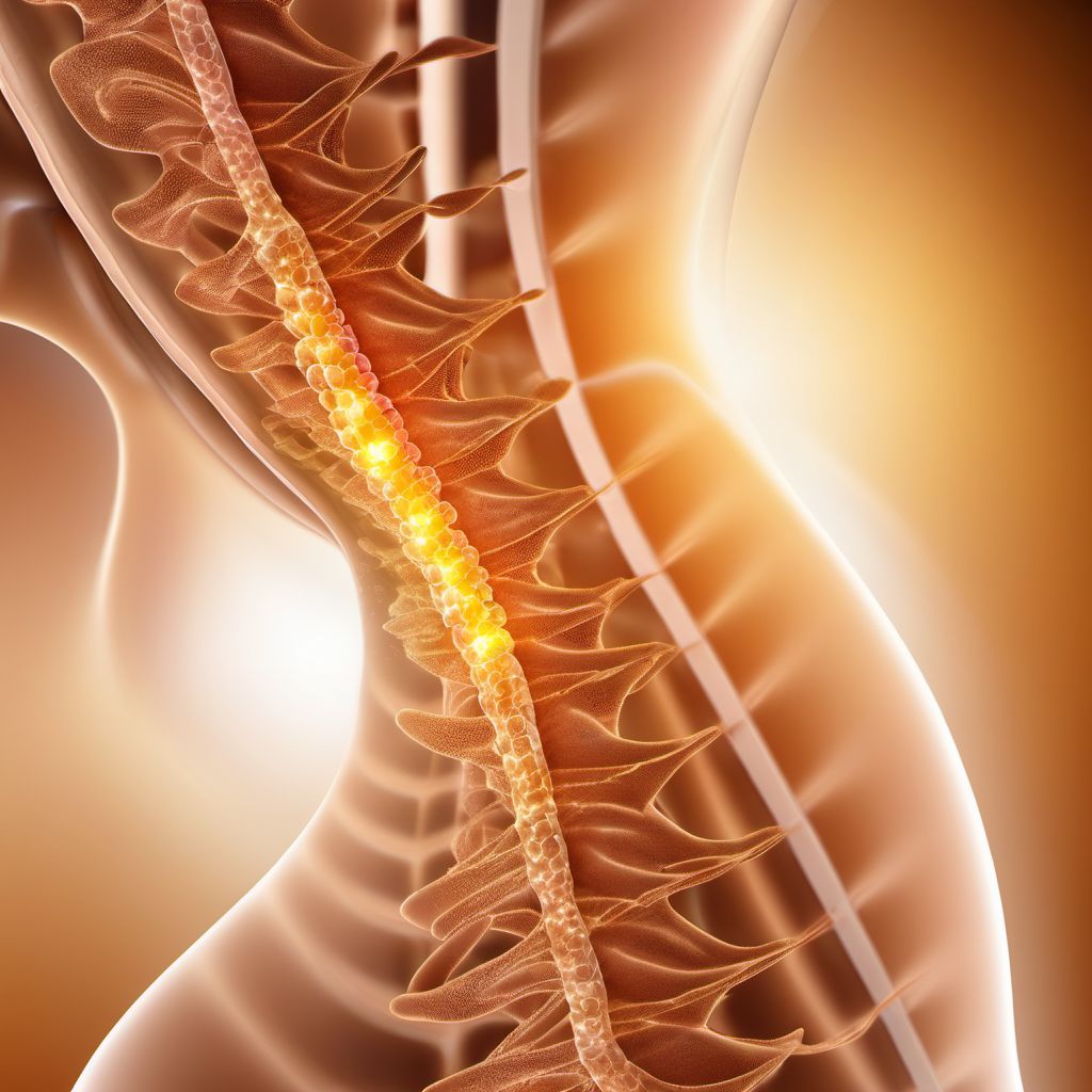 Brown-Sequard syndrome at T7-T10 level of thoracic spinal cord digital illustration