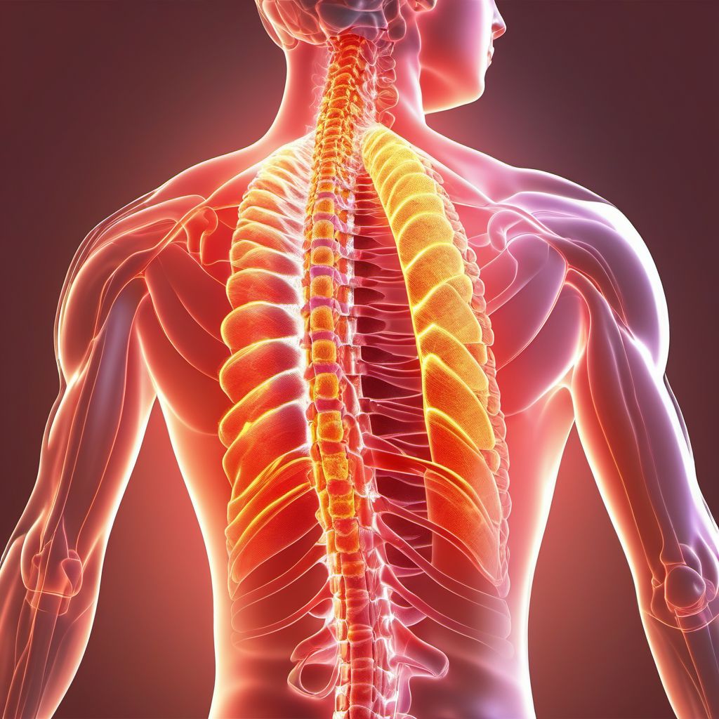 Other incomplete lesion at T1 level of thoracic spinal cord digital illustration