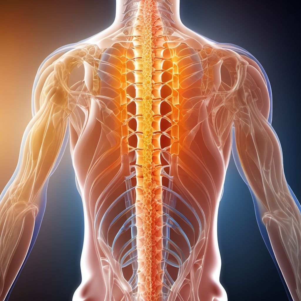 Other incomplete lesion at T2-T6 level of thoracic spinal cord digital illustration