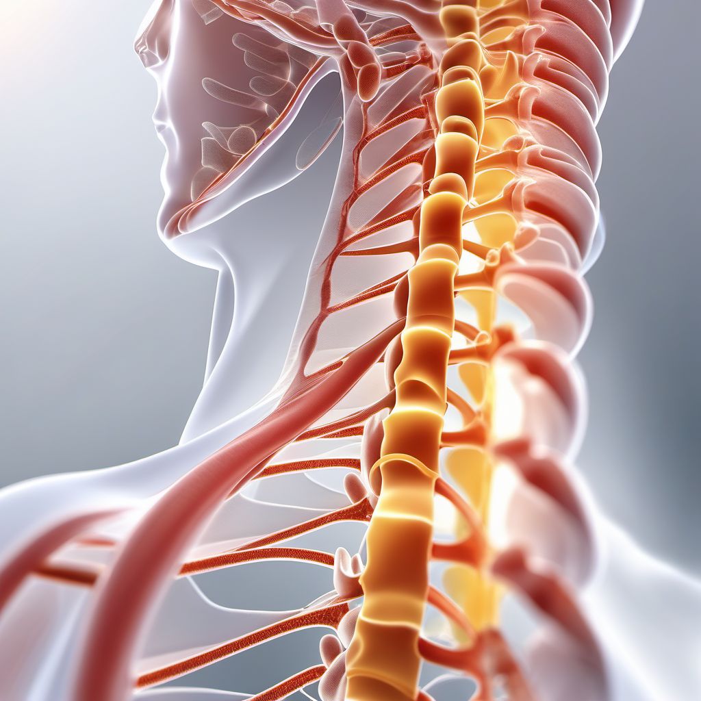 Other incomplete lesion at T7-T10 level of thoracic spinal cord digital illustration