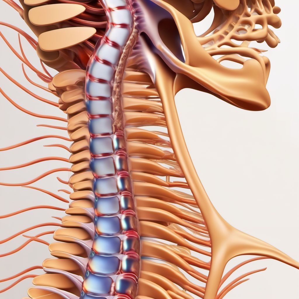 Other incomplete lesion at T11-T12 level of thoracic spinal cord digital illustration