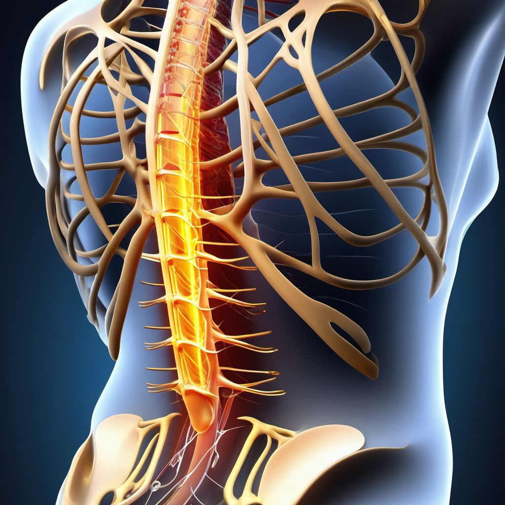 Injury of nerve root of thoracic spine digital illustration