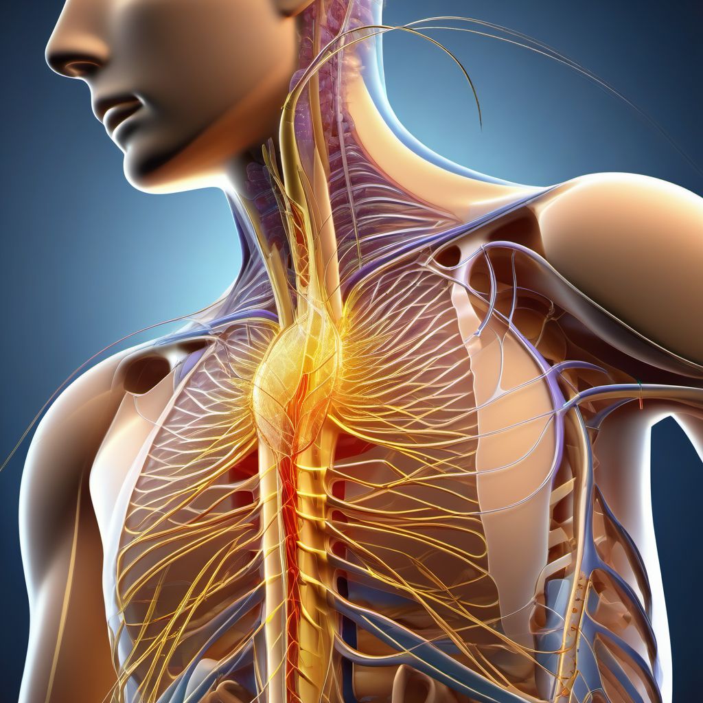 Injury of peripheral nerves of thorax digital illustration