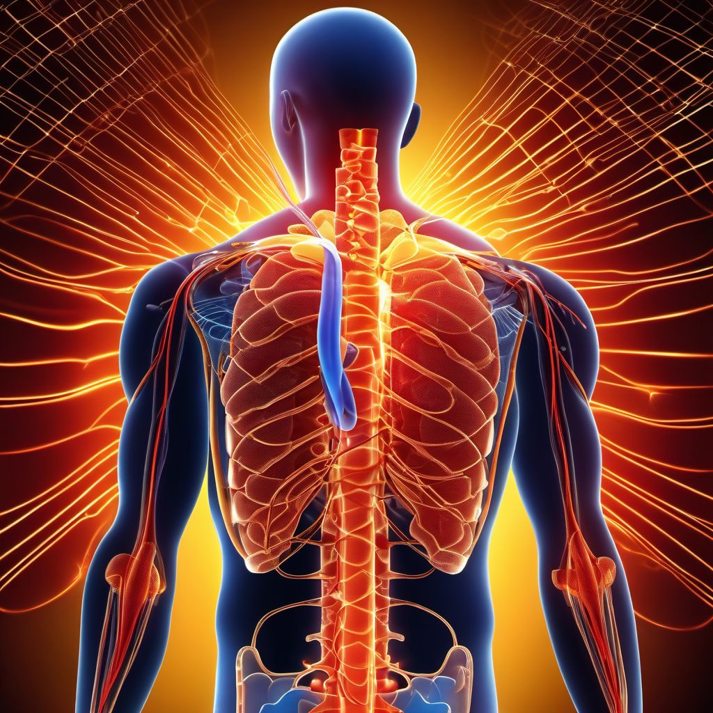 Injury of thoracic sympathetic nervous system digital illustration