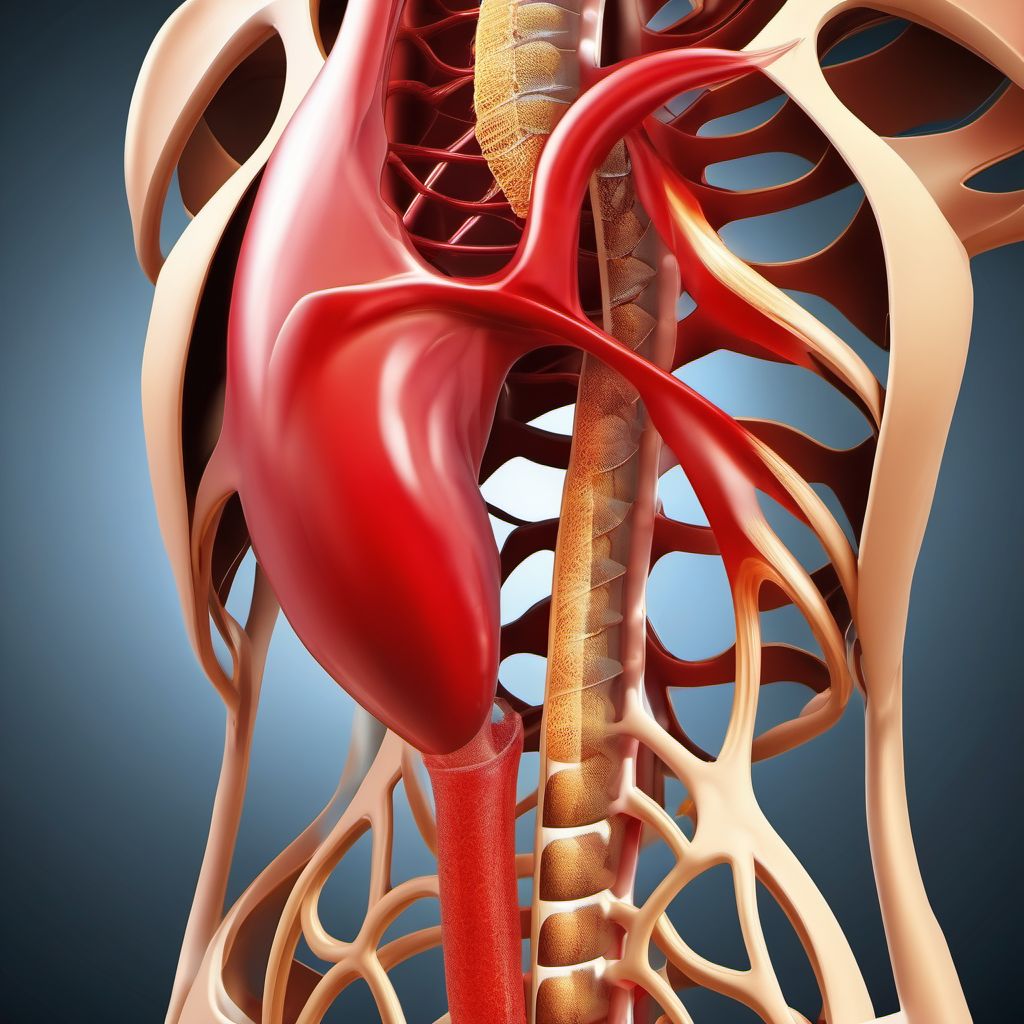 Injury of thoracic aorta digital illustration