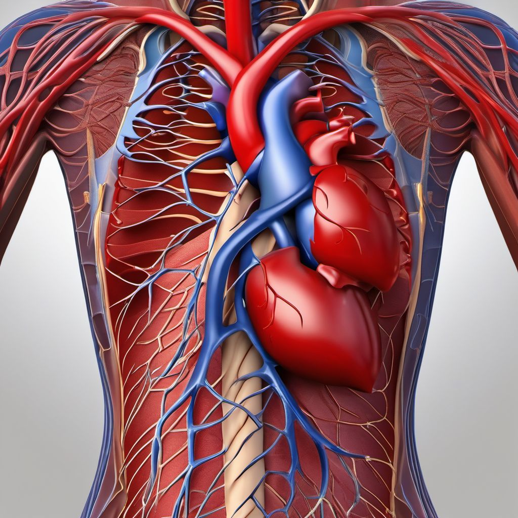 Minor laceration of right innominate or subclavian artery digital illustration