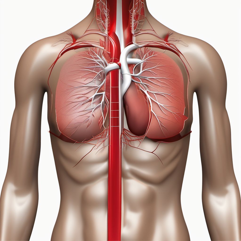 Minor laceration of left innominate or subclavian artery digital illustration