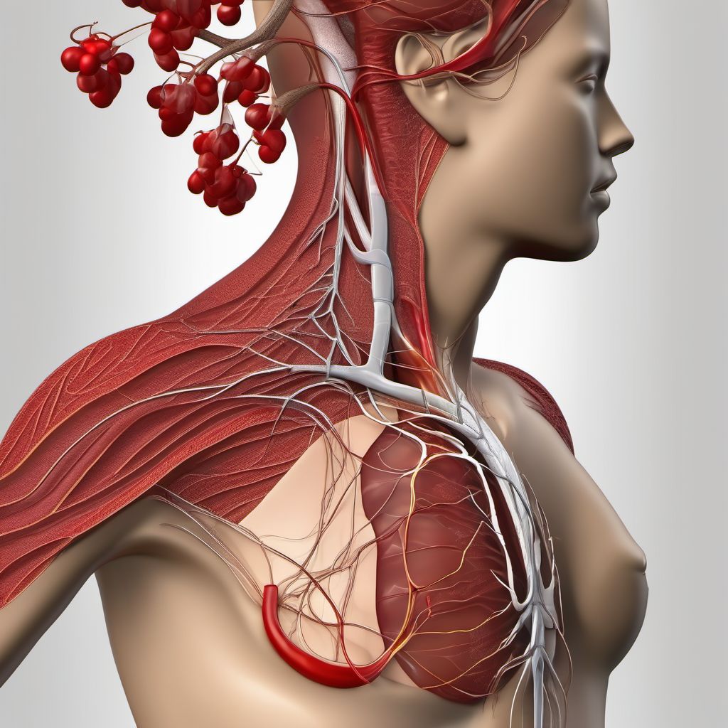 Major laceration of innominate or subclavian artery digital illustration