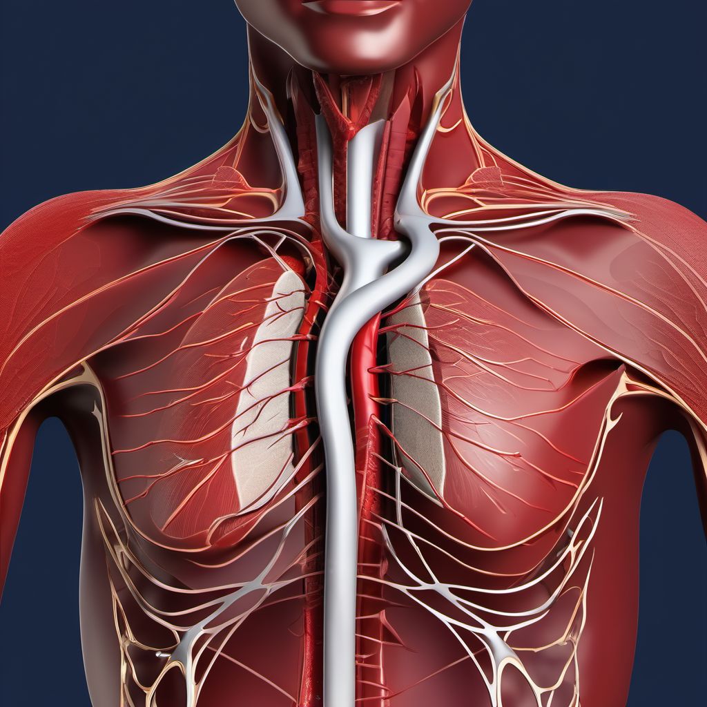 Major laceration of right innominate or subclavian artery digital illustration