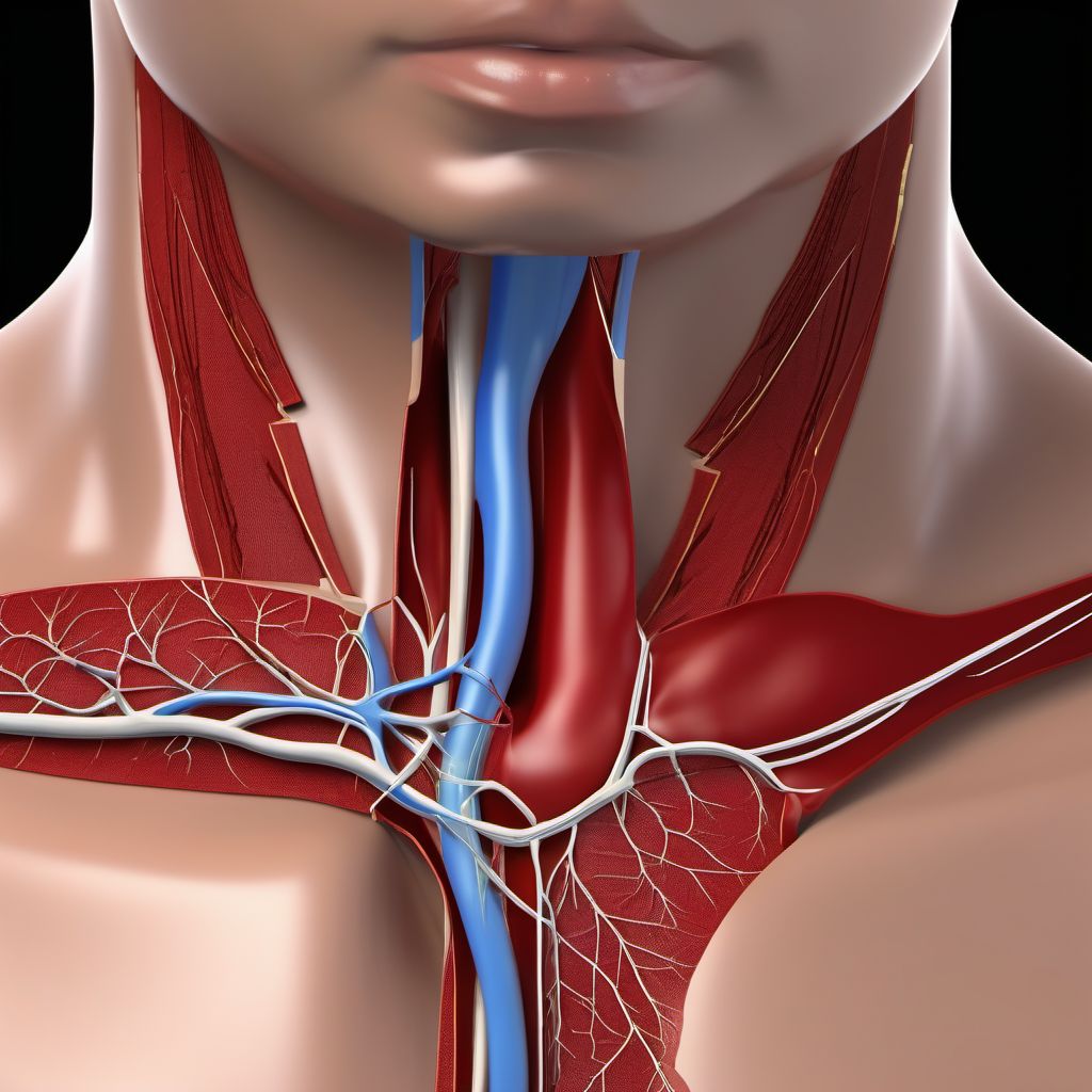 Major laceration of left innominate or subclavian artery digital illustration